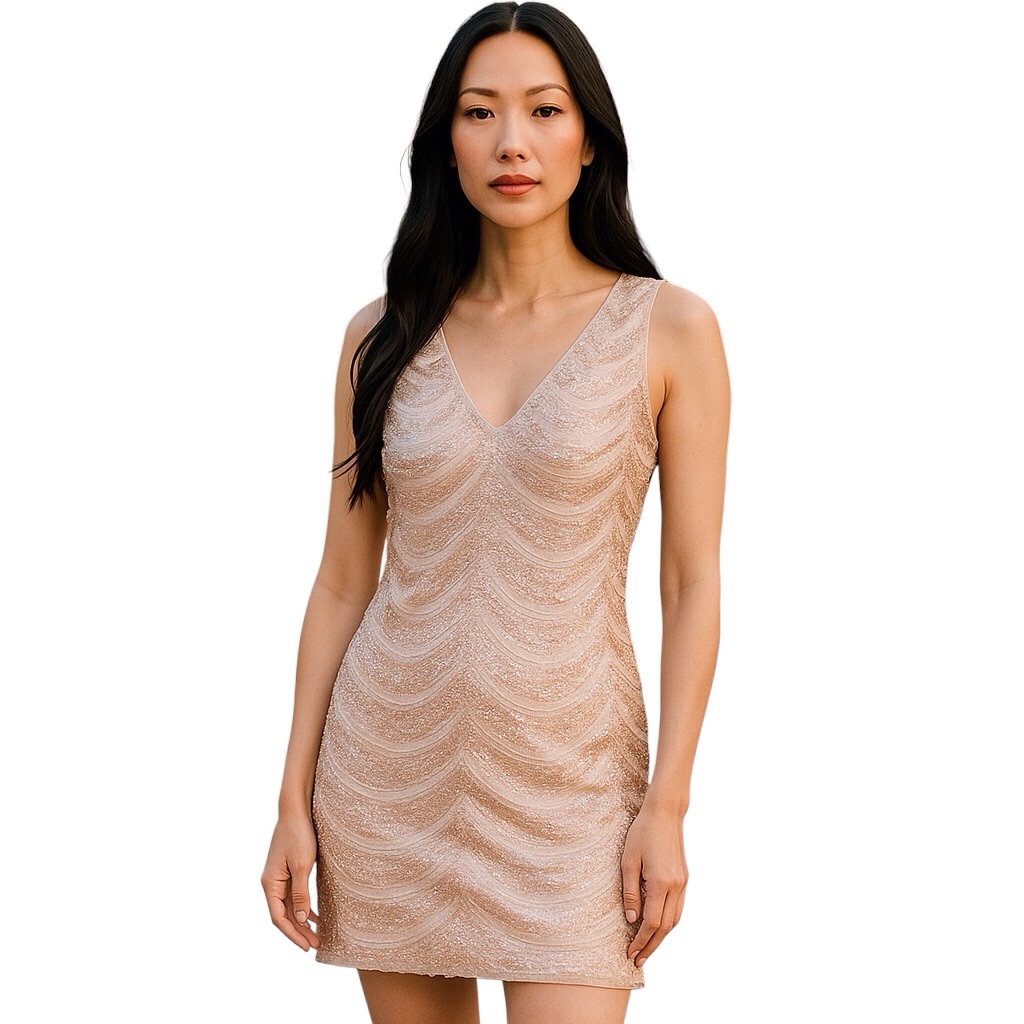 Issue New York Beaded Sequin Dress Women Color Blush Size 6